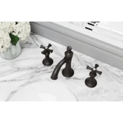 Tisbury 1.2 GPM Widespread Bathroom Faucet With Pop-Up Drain Assembly -Bathroom Sales Store 049 tb0y cross top ceramic caps vr