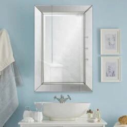 Aura 35" X 24" All Glass Modern Luxe Vanity Wall Mirror