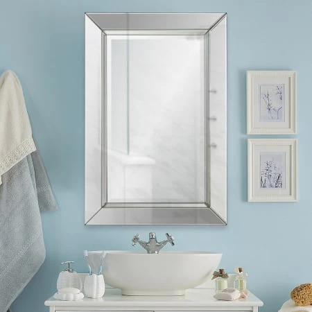 Aura 35" X 24" All Glass Modern Luxe Vanity Wall Mirror 3 Aura 35" X 24" All Glass Modern Luxe Vanity Wall Mirror