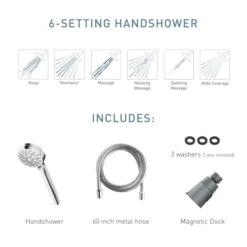 Moen Engage 6-Function 1.75 GPM Hand Shower With Magnetix Technology - Includes Hose And Holding Bracket -Bathroom Sales Store 26100EP BoxContents