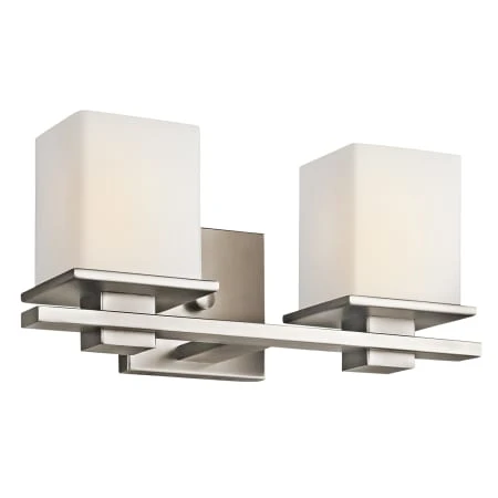 Tully 2 Light 15" Wide Vanity Light Bathroom Fixture With Satin Etched Glass Shades 4 Tully 2 Light 15" Wide Vanity Light Bathroom Fixture With Satin Etched Glass Shades - Image 2