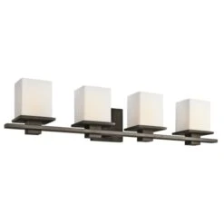Tully 4 Light 32" Wide Vanity Light Bathroom Fixture With Satin Etched Glass Shades -Bathroom Sales Store 45152oz up
