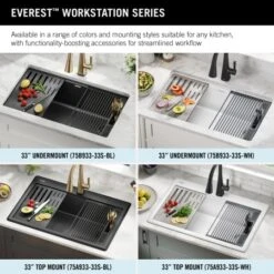 Delta Everest 32” Workstation Kitchen Sink Undermount Granite Composite Single Bowl With WorkFlow Ledge And Accessories -Bathroom Sales Store 75b933 33s wh infographic10
