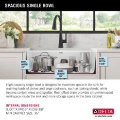 Delta Everest 32” Workstation Kitchen Sink Undermount Granite Composite Single Bowl With WorkFlow Ledge And Accessories -Bathroom Sales Store 75b933 33s wh infographic3