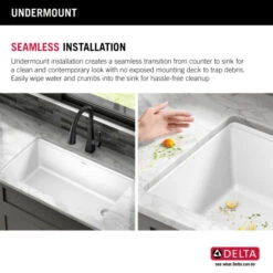 Delta Everest 32” Workstation Kitchen Sink Undermount Granite Composite Single Bowl With WorkFlow Ledge And Accessories -Bathroom Sales Store 75b933 33s wh infographic5