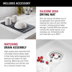 Delta Everest 32” Workstation Kitchen Sink Undermount Granite Composite Single Bowl With WorkFlow Ledge And Accessories -Bathroom Sales Store 75b933 33s wh infographic7
