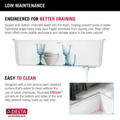 Delta Everest 32” Workstation Kitchen Sink Undermount Granite Composite Single Bowl With WorkFlow Ledge And Accessories -Bathroom Sales Store 75b933 33s wh infographic9