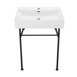 Claire 24" Rectangular Ceramic Console Bathroom Sink With Overflow And 1 Faucet Hole -Bathroom Sales Store 7711