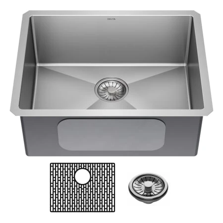 Delta Lenta 23” Undermount 16 Gauge Stainless Steel Single Bowl Kitchen Sink With Accessories 3 Delta Lenta 23” Undermount 16 Gauge Stainless Steel Single Bowl Kitchen Sink With Accessories