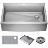 Delta Lenta 33” Retrofit Farmhouse Apron Front 16 Gauge Stainless Steel Single Bowl Kitchen Sink For Undermount Or Drop-In Installation With Accessories -Bathroom Sales Store 95J132 T33S SS B120copy