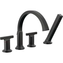 Delta Tetra Deck Mounted Roman Tub Filler With Built-In Diverter And Hand Shower - Less Handles And Rough In -Bathroom Sales Store T4788 BLLHP H590BL CONFIG