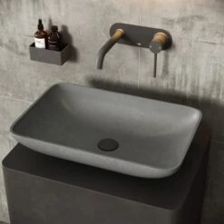 VIGO Concreto Stone 14-9/16" Rectangular Concreto Stone Vessel Bathroom Sink