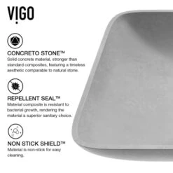VIGO Concreto Stone 14-9/16" Rectangular Concreto Stone Vessel Bathroom Sink -Bathroom Sales Store VG04056 4 INF 1