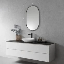 Ispra 36" X 22" Contemporary Oval Aluminum Framed Bathroom Wall Mirror -Bathroom Sales Store altair 757036 mir alternate image 2634