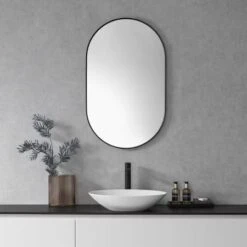 Ispra 36" X 22" Contemporary Oval Aluminum Framed Bathroom Wall Mirror -Bathroom Sales Store altair 757036 mir alternate image 2636