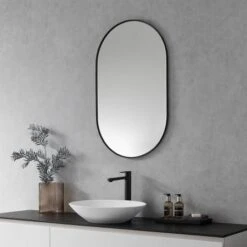 Ispra 36" X 22" Contemporary Oval Aluminum Framed Bathroom Wall Mirror -Bathroom Sales Store altair 757036 mir alternate image 2637