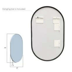 Ispra 36" X 22" Contemporary Oval Aluminum Framed Bathroom Wall Mirror -Bathroom Sales Store altair 757036 mir alternate image 2638