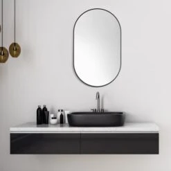 Ispra 36" X 22" Contemporary Oval Aluminum Framed Bathroom Wall Mirror -Bathroom Sales Store altair 757036 mir alternate image 2642
