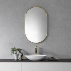 Ispra 36" X 22" Contemporary Oval Aluminum Framed Bathroom Wall Mirror -Bathroom Sales Store altair 757036 mir alternate image 2646