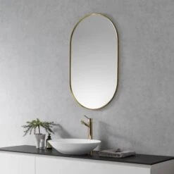 Ispra 36" X 22" Contemporary Oval Aluminum Framed Bathroom Wall Mirror -Bathroom Sales Store altair 757036 mir alternate image 2647