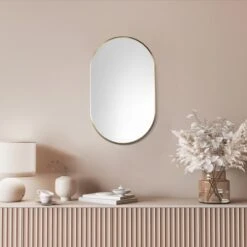 Ispra 36" X 22" Contemporary Oval Aluminum Framed Bathroom Wall Mirror -Bathroom Sales Store altair 757036 mir alternate image 2648