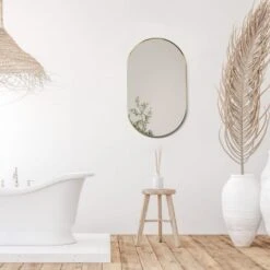 Ispra 36" X 22" Contemporary Oval Aluminum Framed Bathroom Wall Mirror -Bathroom Sales Store altair 757036 mir alternate image 2650