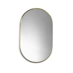 Ispra 36" X 22" Contemporary Oval Aluminum Framed Bathroom Wall Mirror