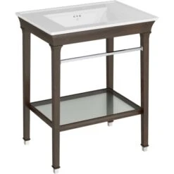 American Standard Town Square S 31" Rectangular Vitreous China Deck Mounted Bathroom Sink With Overflow And 3 Faucets Holes At 8" Centers -Bathroom Sales Store american standard 0298 008 other side view wood legs 19