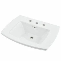 American Standard Edgemere 25" Fireclay Pedestal Bathroom Sink With 3 Faucet Holes At 8" Centers And Overflow - Less Pedestal 5 American Standard Edgemere 25" Fireclay Pedestal Bathroom Sink With 3 Faucet Holes At 8" Centers And Overflow - Less Pedestal -Bathroom Sales Store american standard 0445 008 lifestyle image 15