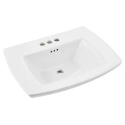 American Standard Edgemere 25" Fireclay Pedestal Bathroom Sink With 3 Faucet Holes At 4" Centers And Overflow -Bathroom Sales Store american standard 0445 400 lifestyle image 3 18