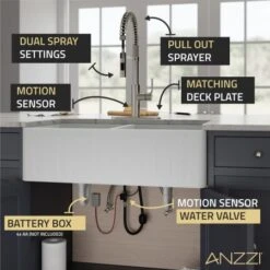 Ola 1.8 GPM Single Hole Kitchen Faucet -Bathroom Sales Store anzzi kf az303 alternate image 11