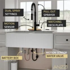 Ola 1.8 GPM Single Hole Kitchen Faucet -Bathroom Sales Store anzzi kf az303 alternate image 16