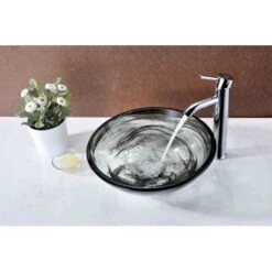 Verabue 16-1/2" Circular Glass Vessel Bathroom Sink -Bathroom Sales Store anzzi n49 alternate view 607