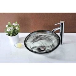 Verabue 16-1/2" Circular Glass Vessel Bathroom Sink -Bathroom Sales Store anzzi n49 alternate view 608