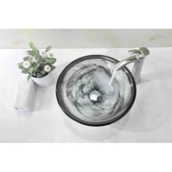 Verabue 16-1/2" Circular Glass Vessel Bathroom Sink -Bathroom Sales Store anzzi n49 alternate view 609