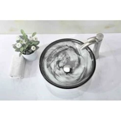 Verabue 16-1/2" Circular Glass Vessel Bathroom Sink -Bathroom Sales Store anzzi n49 alternate view 610