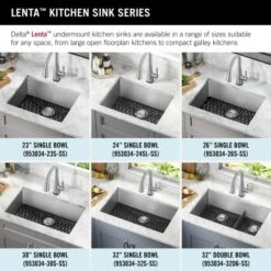 Delta Lenta 32” Undermount 16 Gauge Stainless Steel Single Bowl Kitchen Sink With Accessories -Bathroom Sales Store aofrm6grwm7h0gllouz6