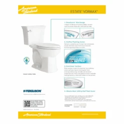 American Standard Estate Elongated Toilet Bowl Only With VorMax Flushing, Right Height, EverClean, And CleanCurve Rim - Less Seat -Bathroom Sales Store as estate vormax1