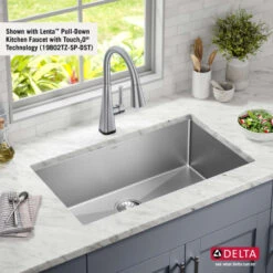 Delta Lenta 32” Undermount 16 Gauge Stainless Steel Single Bowl Kitchen Sink With Accessories -Bathroom Sales Store axvv5zl5oxzlns0vxv4a