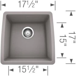 Blanco Performa 17-1/2" Undermount Single Basin SILGRANIT Kitchen Bar Sink -Bathroom Sales Store blanco 440081 alternate image 242