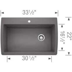 Blanco Diamond 33-1/2" Dual Mount Single Basin SILGRANIT Kitchen Sink -Bathroom Sales Store blanco 440195 alternate image 334