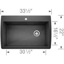 Blanco Diamond 33-1/2" Dual Mount Single Basin SILGRANIT Kitchen Sink -Bathroom Sales Store blanco 440195 alternate image 336