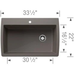Blanco Diamond 33-1/2" Dual Mount Single Basin SILGRANIT Kitchen Sink -Bathroom Sales Store blanco 440195 alternate image 337