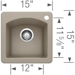 Blanco Diamond 15" Drop-In Or Undermount Single Basin SILGRANIT Kitchen Bar Sink -Bathroom Sales Store blanco 440205 alternate image 356