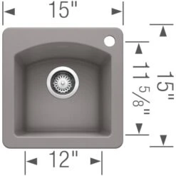 Blanco Diamond 15" Drop-In Or Undermount Single Basin SILGRANIT Kitchen Bar Sink -Bathroom Sales Store blanco 440205 alternate image 357