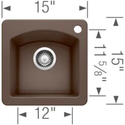 Blanco Diamond 15" Drop-In Or Undermount Single Basin SILGRANIT Kitchen Bar Sink -Bathroom Sales Store blanco 440205 alternate image 360