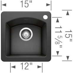 Blanco Diamond 15" Drop-In Or Undermount Single Basin SILGRANIT Kitchen Bar Sink -Bathroom Sales Store blanco 440205 alternate image 361