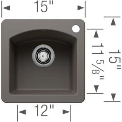 Blanco Diamond 15" Drop-In Or Undermount Single Basin SILGRANIT Kitchen Bar Sink -Bathroom Sales Store blanco 440205 alternate image 362