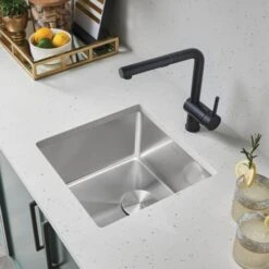 Blanco Quatrus 17" Undermount Single Basin Stainless Steel Bar Sink With Rounded Corners -Bathroom Sales Store blanco 443144 alternate image 176