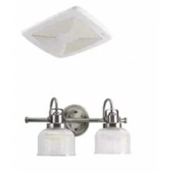 110 CFM .6 Sone Ceiling Mounted HVI Certified Bath Fan And 2 Light 17 Inch Wide Reversible Bathroom Vanity Light